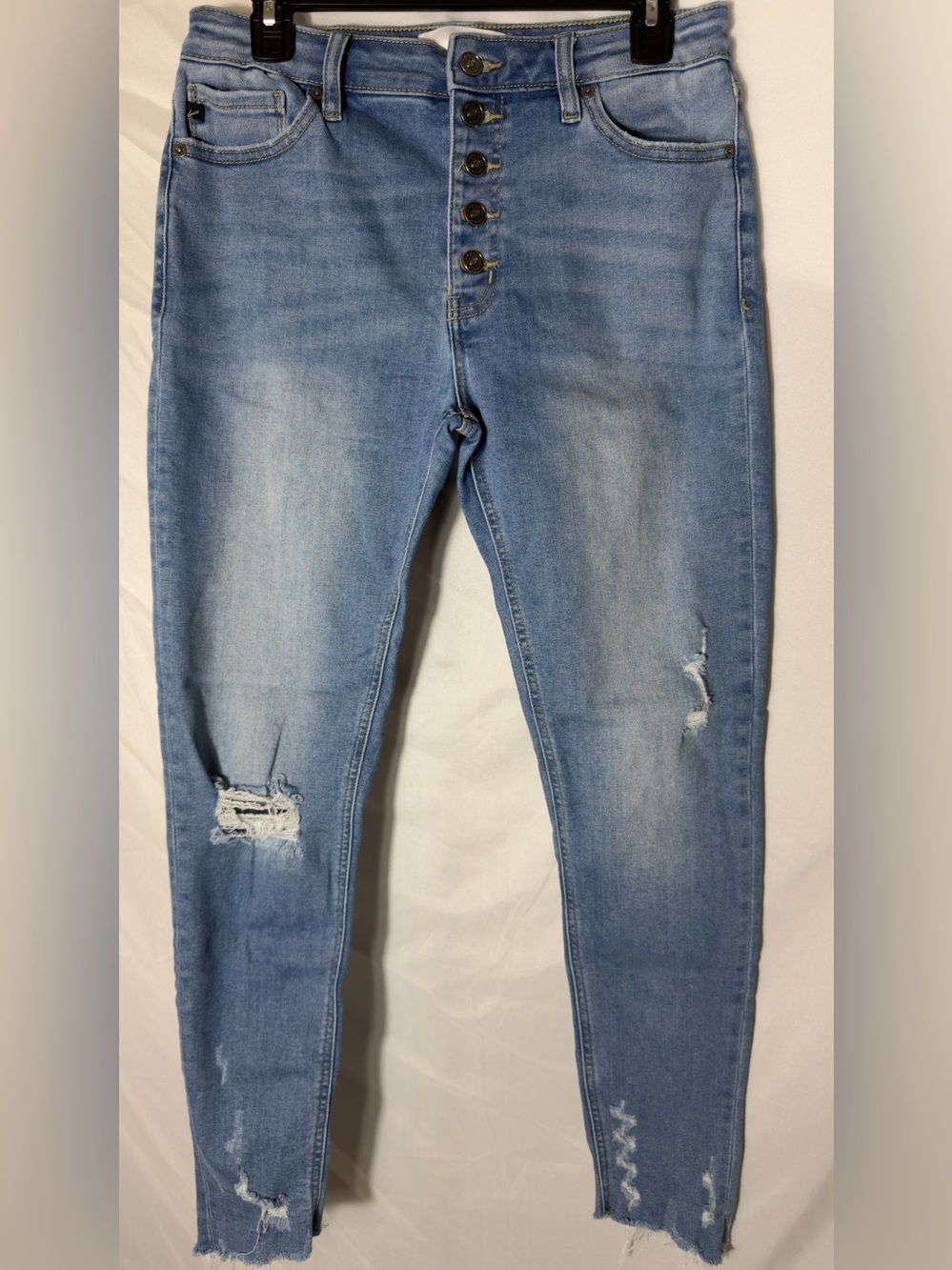 KanCan high-rise distressed button-fly skinny jeans